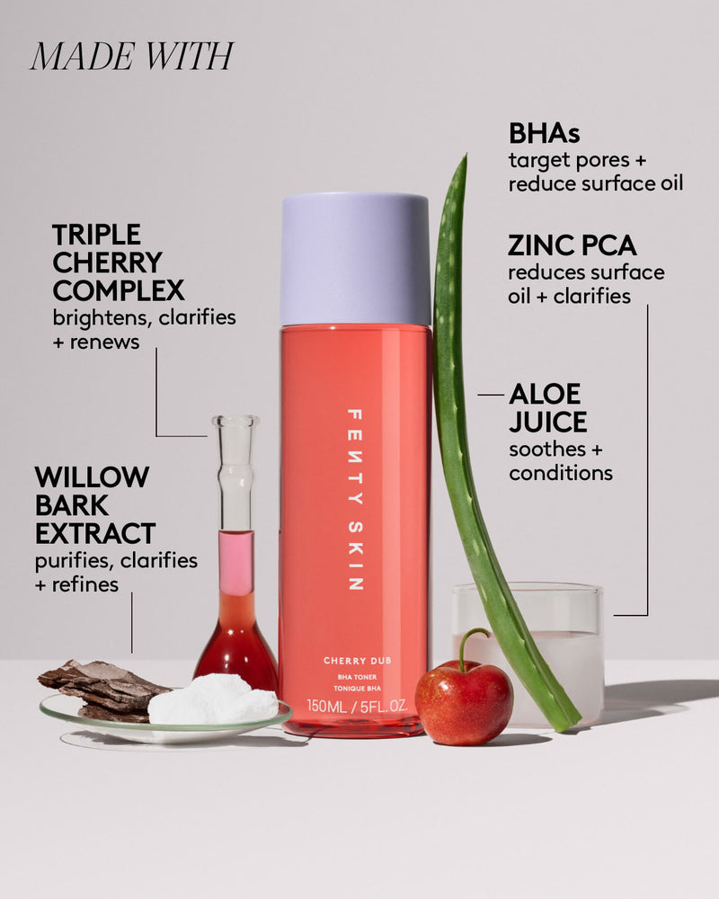 Made with triple cherry complex, BHAs, zinc PCA, aloe juice, and willow bark extract.